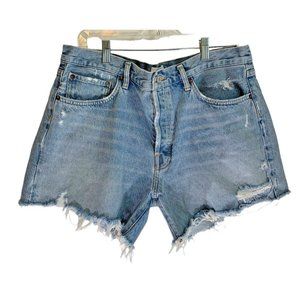 Agolde Parker Cut Off Distressed Button Fly High Rise Denim Shorts Women Size 32